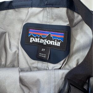 Patagonia Blue toddler rain pants with stirrup